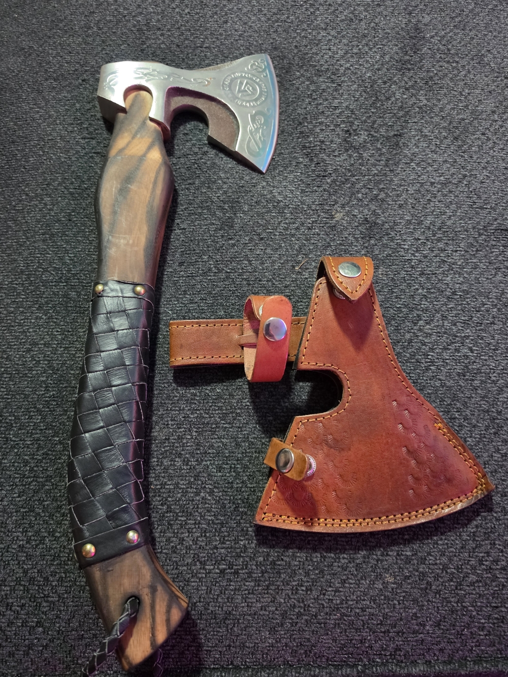 Viking Custom Hand Forged Axe with Leather Sheath